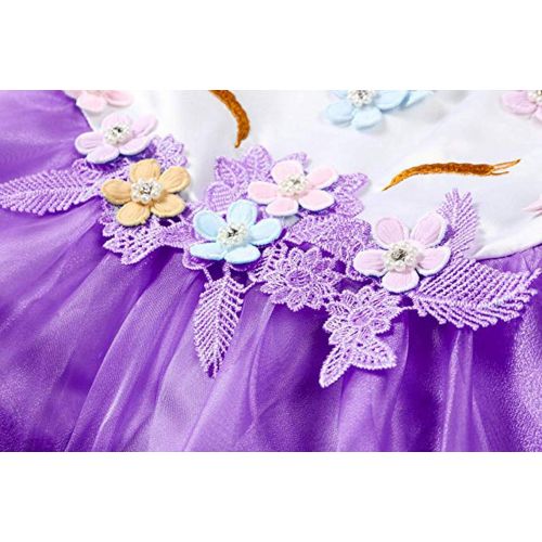  LZH Girl Unicorn Flower Dress Birthday Party Cosplay Costume Pageant Princess Dresses