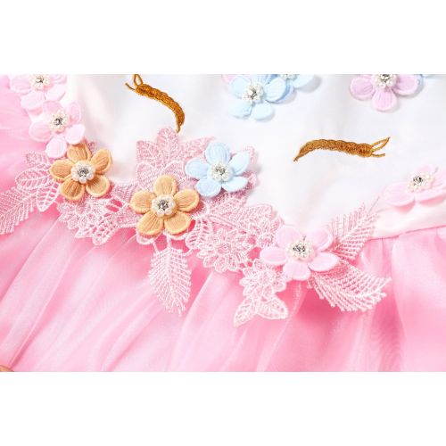  LZH Girls Unicorn Costume Dress Flower Princess Birthday Party Pageant Dress