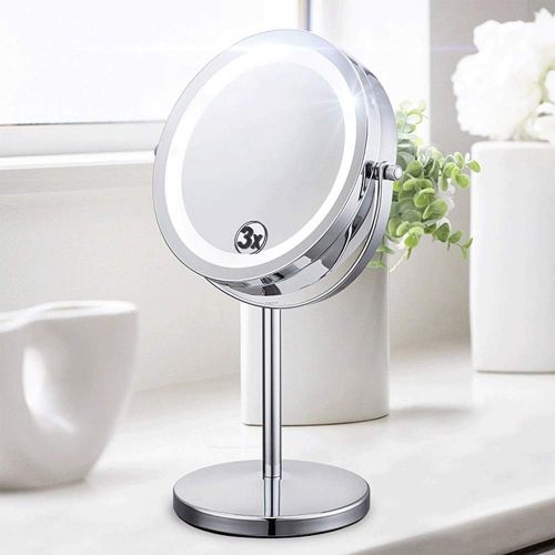  LZMXHZJ 3x/5x/10x Magnification Double-sided Mirror, Vanity Mirror, 12.99-inch Desktop Vanity Mirror, Illuminated...