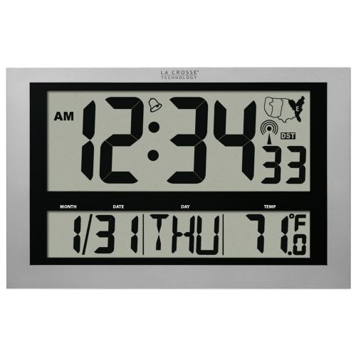  La Crosse Technology 513-1211 Jumbo Atomic Digital Wall Clock with Indoor Temperature