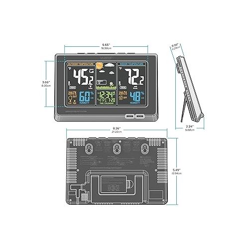  La Crosse Technology Advanced Weather Station with Full-Color LCD & Atomic Time - Monitor Indoor/Outdoor Conditions with Temperature Alerts and Humidity Readings with Transmission Range of 300 Feet