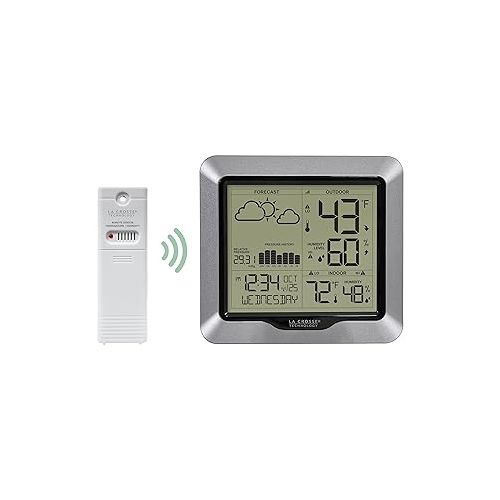  La Crosse Technology Advanced Wireless Weather Station: Dynamic Icons, Barometric Pressure, Atomic Time, Temperature/Humidity Gauge, Recording, Stylish Display, Fast Reception & Long Range (330 Feet)
