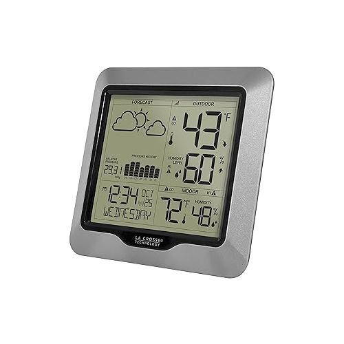  La Crosse Technology Advanced Wireless Weather Station: Dynamic Icons, Barometric Pressure, Atomic Time, Temperature/Humidity Gauge, Recording, Stylish Display, Fast Reception & Long Range (330 Feet)