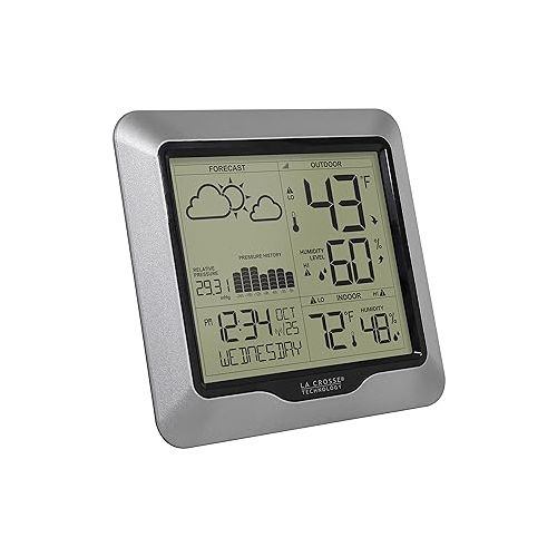  La Crosse Technology Advanced Wireless Weather Station: Dynamic Icons, Barometric Pressure, Atomic Time, Temperature/Humidity Gauge, Recording, Stylish Display, Fast Reception & Long Range (330 Feet)