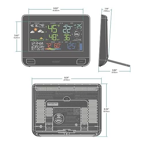  La Crosse Technology Professional Smart Wi-Fi Weather Station with Remote Monitoring (400 Foot Range), Wind and Rain Gauges, Temperature and Humidity Sensors, and Forecasting - V42-PRO-INT