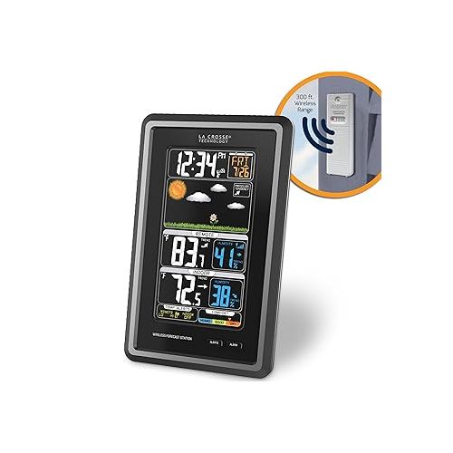  La Crosse Technology Wireless Color Weather Station - Real-time Backyard Weather, Humidity Comfort Meter, Animated Forecast, Temperature Alerts, Long Range Transmission (300 Feet)