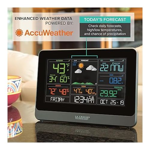  La Crosse Technology 328-10618-INT Wireless WiFi Professional Weather Center, Black