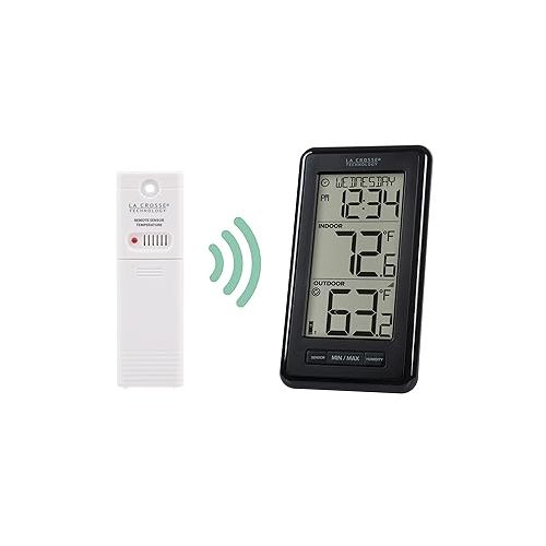  La Crosse Technology 308-43647-INT Digital Black Wireless Thermometer with Indoor Humidity, LCD