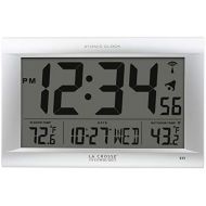 La Crosse Technology 513-1311OT Jumbo Atomic Digital Wall Clock with Out Temperature, Silver