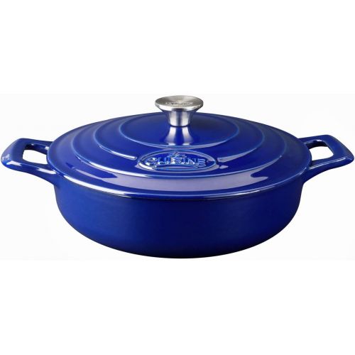  La Cuisine LC 2979 6 Piece Enameled Cast Iron Oval CasseroleTrivet Cookware Set, High Gloss Sapphire