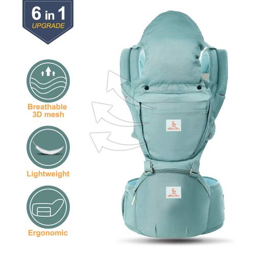  La Gracery Ergonomic Baby Carrier with Detachable Hip Seat, 6 Positions, Comfortable & Safe Sling Wrap Baby Backpack Carrier for Newborn, Infant & Toddlers, Perfect for All Seasons