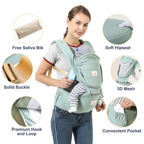  La Gracery Ergonomic Baby Carrier with Detachable Hip Seat, 6 Positions, Comfortable & Safe Sling Wrap Baby Backpack Carrier for Newborn, Infant & Toddlers, Perfect for All Seasons