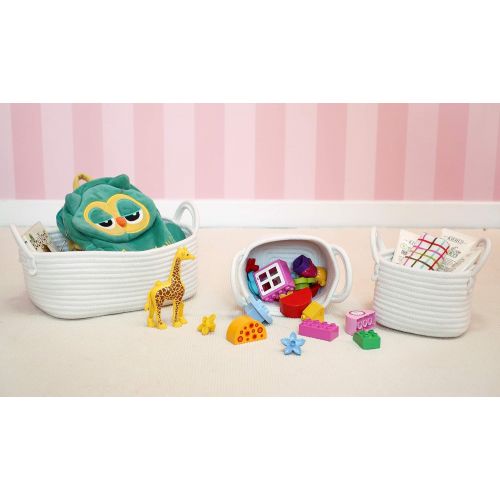  [아마존베스트]LA JOLIE MUSE Cotton Rope Storage Baskets, Set of 3 Toy Organizer for Woven Nursery Decor, Gift Basket