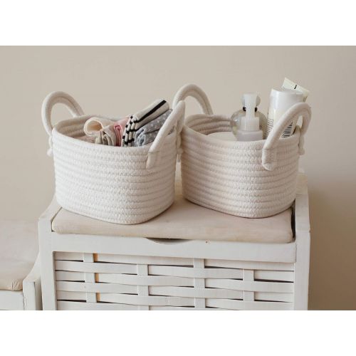  [아마존베스트]LA JOLIE MUSE Cotton Rope Storage Baskets, Set of 3 Toy Organizer for Woven Nursery Decor, Gift Basket