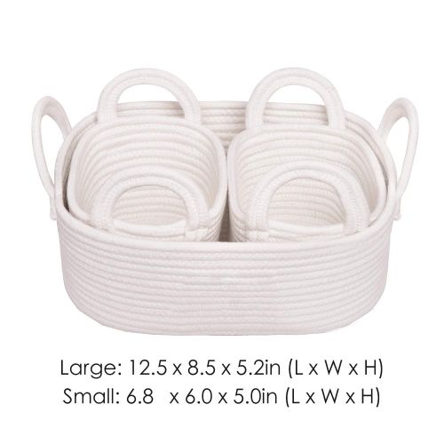  [아마존베스트]LA JOLIE MUSE Cotton Rope Storage Baskets, Set of 3 Toy Organizer for Woven Nursery Decor, Gift Basket