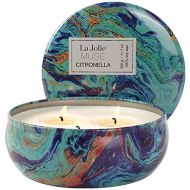 La Jolie Muse Citronella Kerze Anti Muecken Gegen Insekten Zitronella Kerze, fuer Innen und Draussen 3 Dochte 100% Sojawachs 75Std