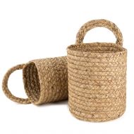 La Jolie Muse Seagrass Woven Storage Baskets Set of 2, Wall Hanging Baskets Organizer, Garden Plant Baskets