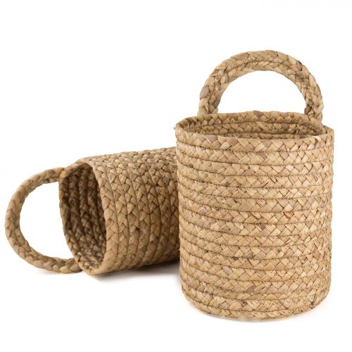  La Jolie Muse Seagrass Woven Storage Baskets Set of 2, Wall Hanging Baskets Organizer, Garden Plant Baskets