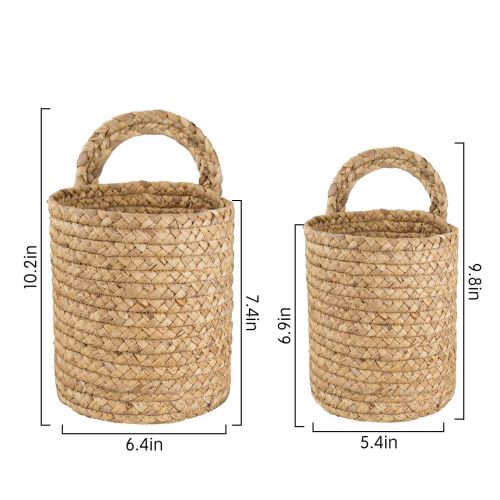  La Jolie Muse Seagrass Woven Storage Baskets Set of 2, Wall Hanging Baskets Organizer, Garden Plant Baskets