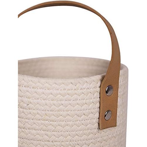  La Jolie Muse Wall Hanging Storage Baskets Set of 2 - Small Cotton Rope Handle Storage Organizer, Woven Baskets for Baby Nursery Kids Gift