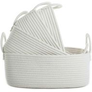 La Jolie Muse Storage Baskets Set of 4 - Woven Basket Cotton Rope Bin, Small White Basket Organizer for Baby Nursery Laundry Kids Toy