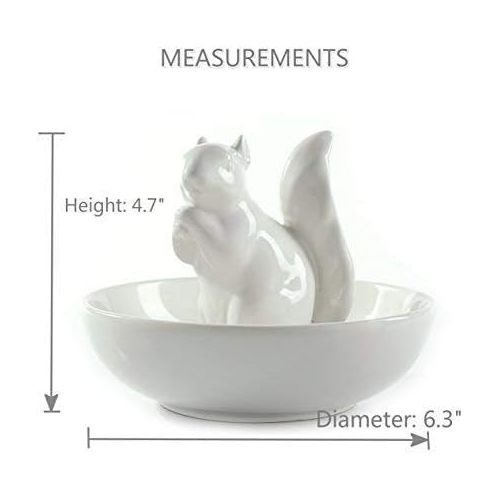  LA JOLIE MUSE Nut Bowl Snack Serving Dish - Ceramic Squirrel Candy Dish for Pistachio Peanuts, Christmas Decorations Gift for Home