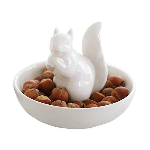  LA JOLIE MUSE Nut Bowl Snack Serving Dish Ceramic Squirrel Candy Jewelry Dish for Pistachio Peanuts, House Warming Hostess Gifts