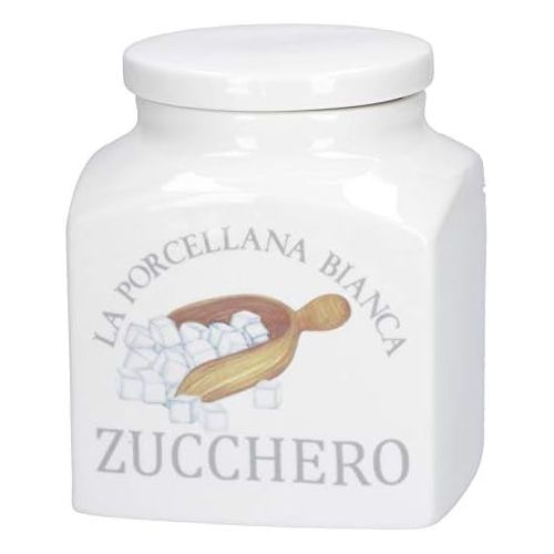  La Porcellana Bianca Zuckerdose Landhausstil Vorratsdose Zucker aus Porzellan 1,1l in Geschenkbox Vintage Aromadose Aufbewahrung Deckeldose