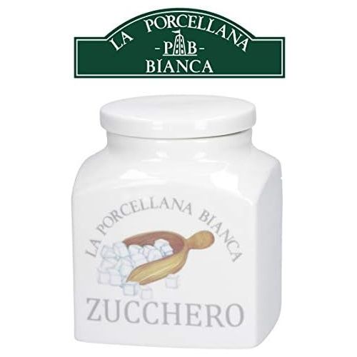  La Porcellana Bianca Zuckerdose Landhausstil Vorratsdose Zucker aus Porzellan 1,1l in Geschenkbox Vintage Aromadose Aufbewahrung Deckeldose