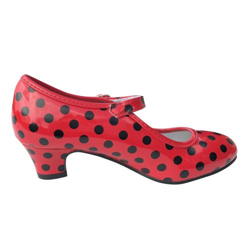  La Senorita Flamenco Shoes Spanish Princess Shoes Red Black Polka Dot