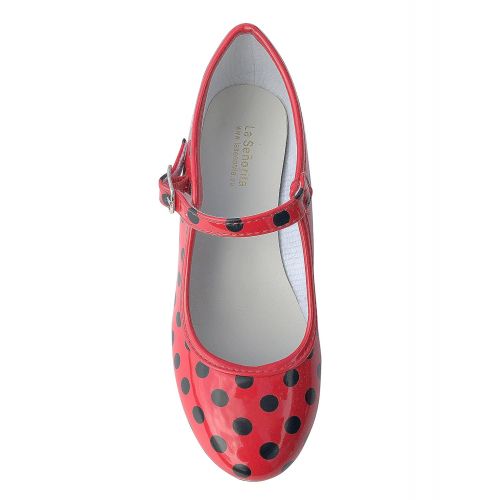  La Senorita Flamenco Shoes Spanish Princess Shoes Red Black Polka Dot