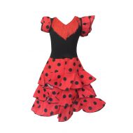 La Senorita Spanish Flamenco Dress - Girls/Kids - Red/Black Deluxe