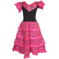 La Senorita Spanish Flamenco Dress Fancy Dress Costume - Girls/Kids - Pink/Black