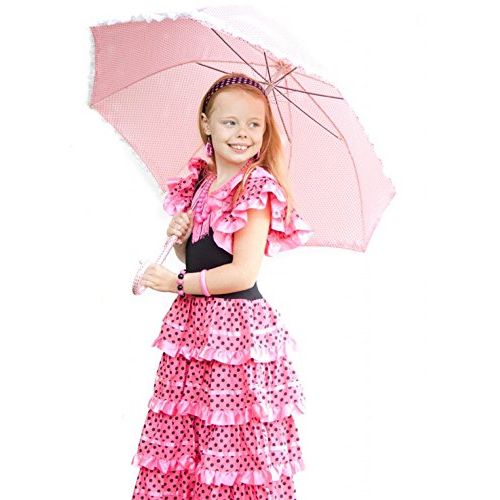  La Senorita Spanish Flamenco Dress Fancy Dress Costume - Girls/Kids - Pink/Black