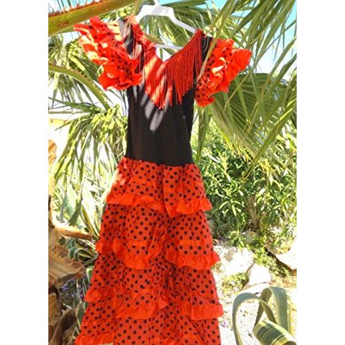  La Senorita Spanish Flamenco Dress Fancy Dress Costume - Girls/Kids - Red/Black