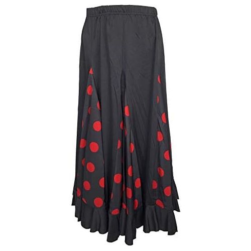  La Senorita Spanish Flamenco Skirt Adults Black with red dots