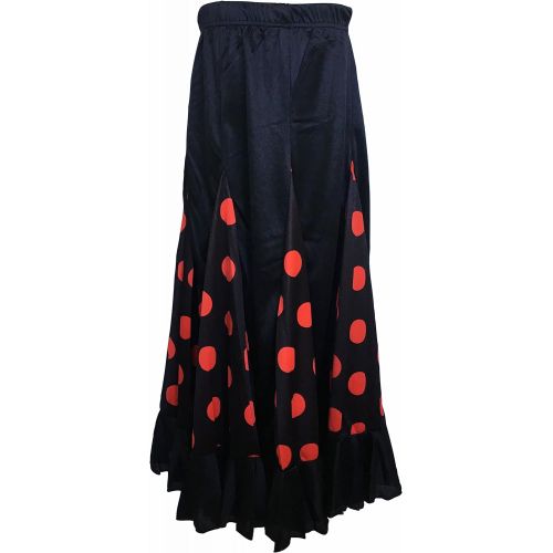  La Senorita La Seorita Spanish Flamenco Dance Skirt Children Black red dots