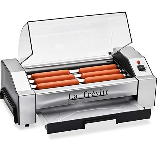  [아마존베스트]La Trevitt Hot Dog Roller- Sausage Grill Cooker Machine- 6 Hot Dog Capacity - Commercial and Household Hot Dog Machine for Family Use