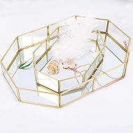 La Vestmon Mirror tray mirrored decorated decorative compartment cosmetic organiser make-up table storage for jewellery/make-up organiser gold