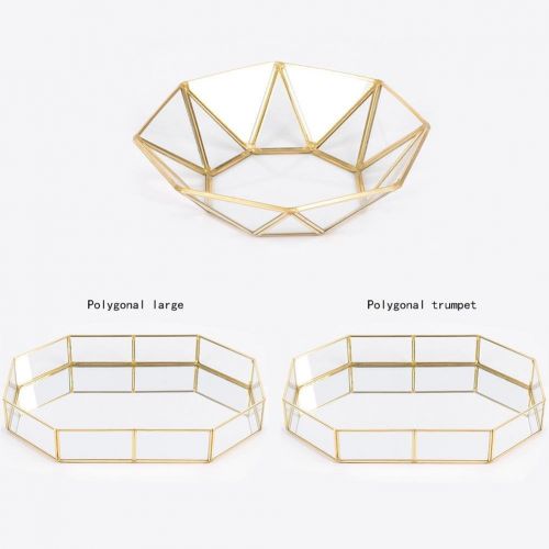  La Vestmon Mirror tray mirrored decorated decorative compartment cosmetic organiser make-up table storage for jewellery/make-up organiser gold