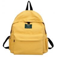 La Vogue Teenage Girls Solid Yellow Vintage Canvas Travel Bag School Backpack