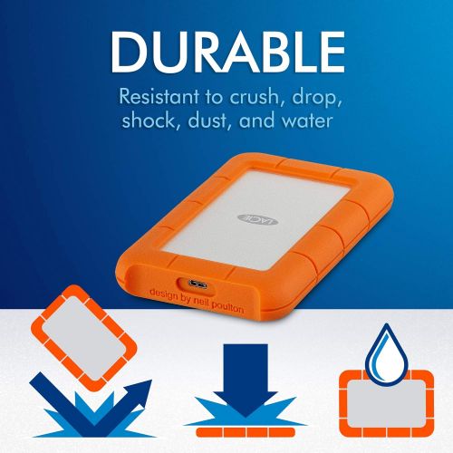  [아마존베스트]LaCie Rugged USB-C 4TB External Hard Drive Portable HDD  USB 3.0, Drop Shock Dust Rain Resistant Shuttle Drive, for Mac and PC Computer Desktop Workstation Laptop, 1 Month Adobe C