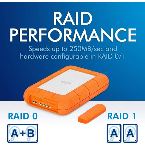  LaCie Rugged Raid Pro 4TB External Hard Drive Portable HDD ? USB 3.0 Compatible ? with SD Card Slot, Drop Shock Dust Water Resistant, for Mac and PC Computer Desktop Workstation La