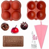 [아마존베스트]LaGaLian Diamond Heart Silicone Mold, Heart Molds for Chocolate 9 pcs Love Mousse Cake 3D Baking Pan Set with Wood Hammers Letter Number Mold Trays Non-Sticky Cookie Dessert Mould for Home