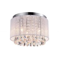 LaLuLa Chandeliers Crystal Ceiling Light Fixtures White Flush Mount Chandelier 3 Light Crystal Chandelier Lighting
