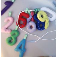 LaLuneJewelryandToy Felt numbers from 0 to 9 with lacing Toddler learning with rainbow felt numbers Educational Montessori toy Busy toddler Preschool toy