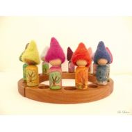 LaLutine Back to School Waldorf Tree Calendar Gnomes - Year / Annual Calendar Gnomes - Peg People - Steiner Educational Toy, Homeschooling