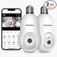 LaView 4MP Bulb Security Camera 2.4GHz,360° 2K Security Cameras Wireless Outdoor Indoor Full Color Day and Night, Motion Detection, Audible Alarm, Easy Installation, Compatible with Alexa (2 Pack)