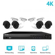 LaView 8 Channel Ultra HD 4K Home Security Camera System with 6 x 8MP IP Bullet Cameras (3840 x 2160), 100ft Night Vision, Weatherproof Expandable Surveillance Camera System NVR 2T