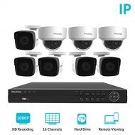 LaView 1080P IP 8 Camera Security System, 16 Channel IP PoE HDMI NVR (Resolution 1080p 4K Output) w3TB HDD and 3 Dome & 5 Bullet High Resolution 2MP White Surveillance Camera Kit